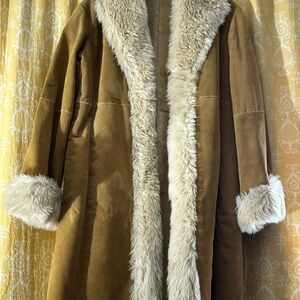 Wilsons Leather Brown Teddy Jacket with Cream Accents